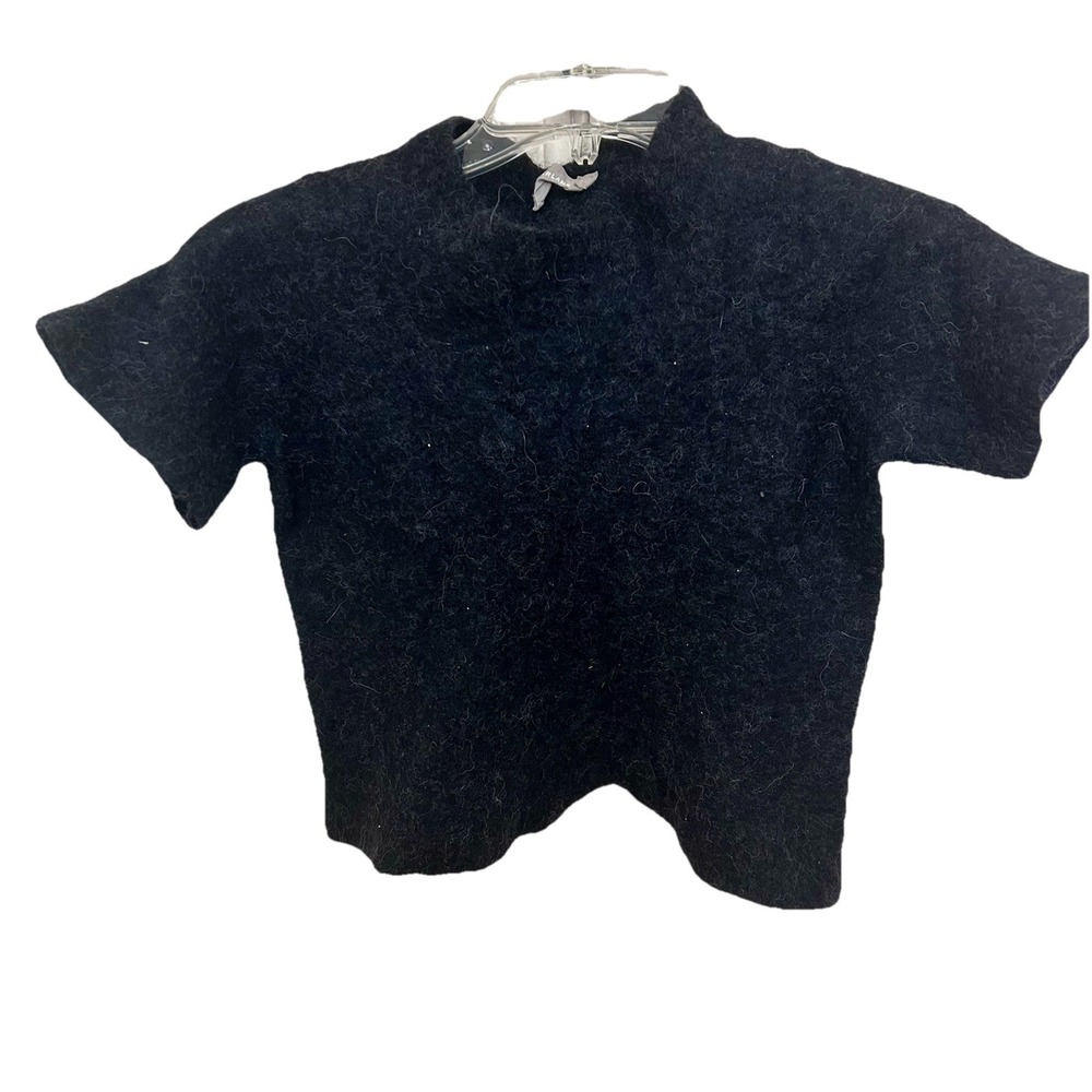 Everlane Heather Black The Alpaca Short Sleeve‎ Sweater Tee Women's Sz L EUC